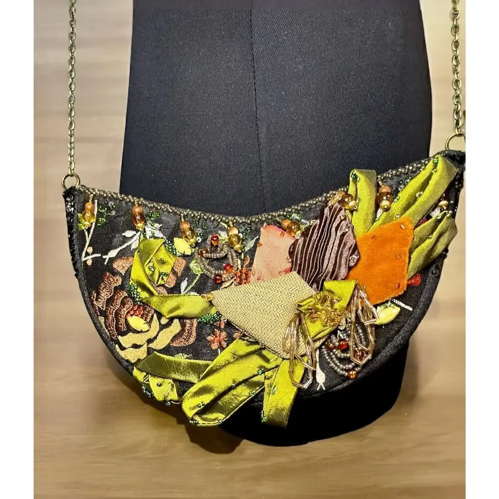 Vintage Mary Frances Silk Embroidered Floral Crossbody Bag - Picture 8 of 10